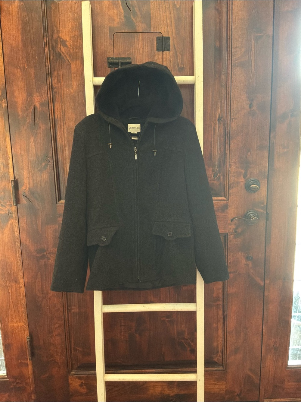 St. John's Bay Black Hooded Pea Coat